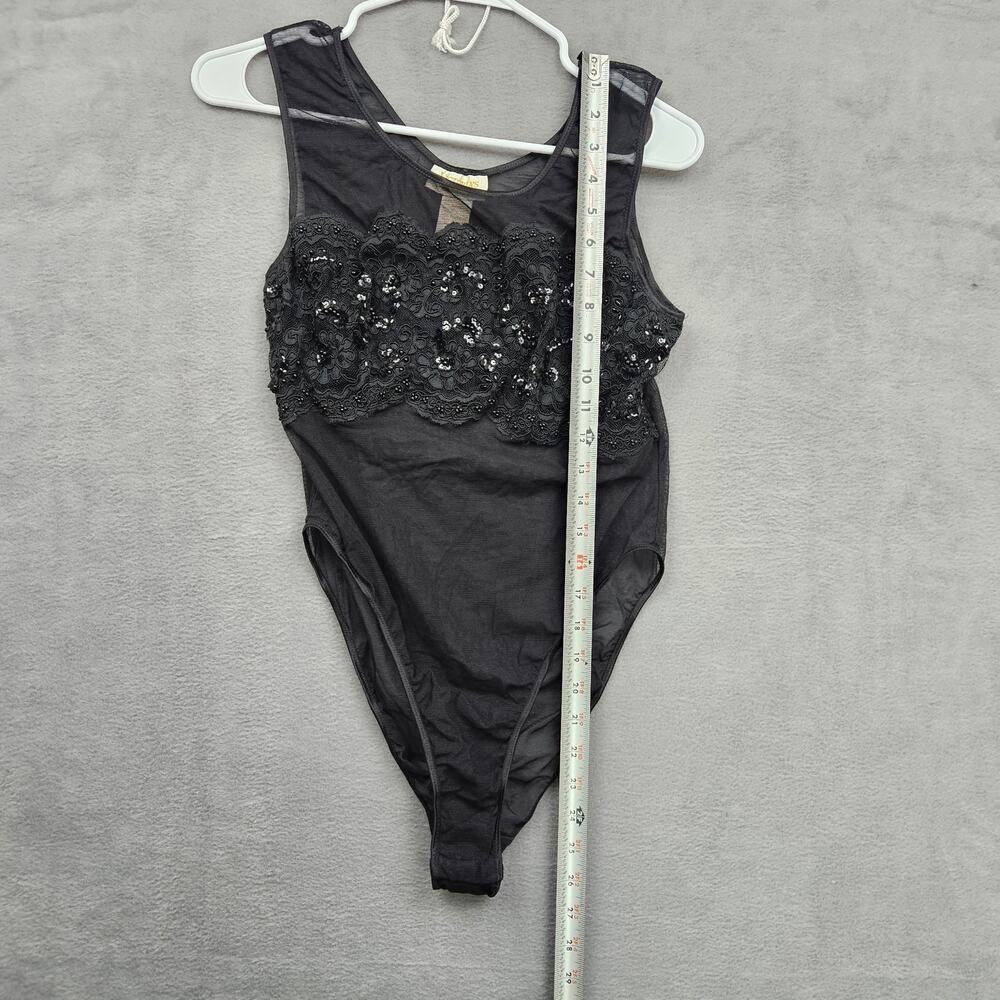 Vintage Victorias Secret Gold label Sheer Black Lace Sequin Whimysgoth Bodysuit - Picture 6 of 7